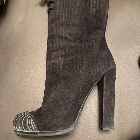 Fendi Suede High Heeled Boots Size 38 1/2 - Picture 3 of 15